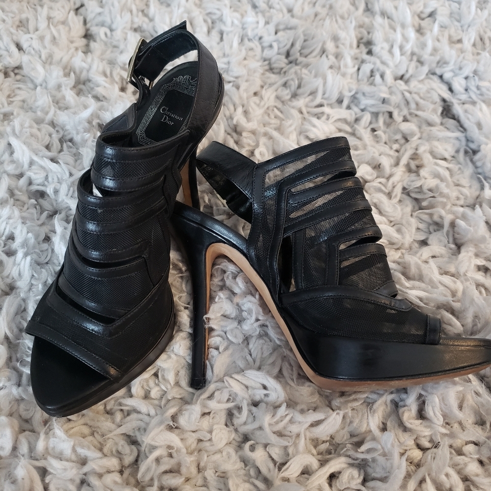 Authentic Christian Dior Black Leather Heels